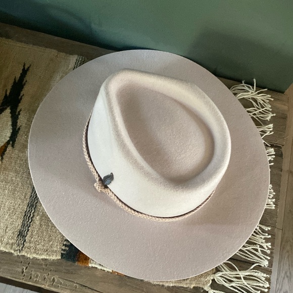 Zertrue Brown Feather Band Wide Brim Rancher Western Style Hat Wool - Picture 1 of 5